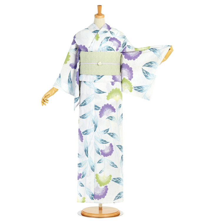IKS COLLECTION 散 浴衣 半巾帯・帯留付き No.LF-0042-Fサイズの