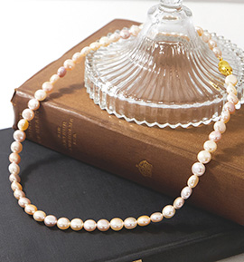 Natural color button pearl necklace No.5WI-0006-00