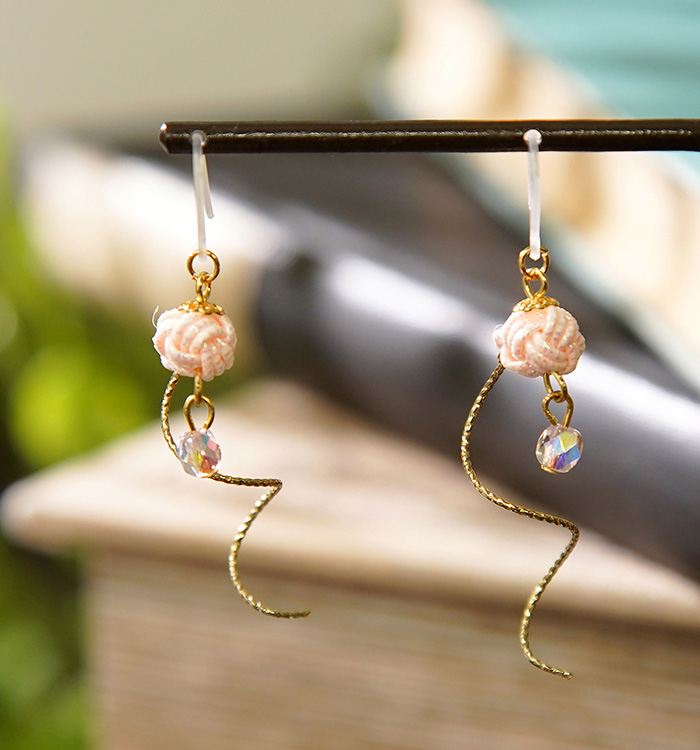 水引 〈あわじ玉〉樹脂ピアス ピンク No.5XJ-0082-00の通販｜きもの365