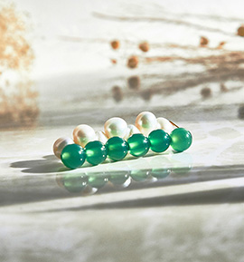 ビジューイヤークリップ グリーンメノウ×クレオ（片耳） No.5XO-0027-00