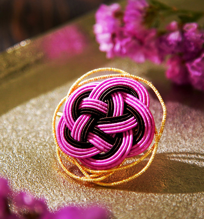 水引 〈梅結び〉ポニーフック ピンク×茶色 No.5VD-0032-00の通販