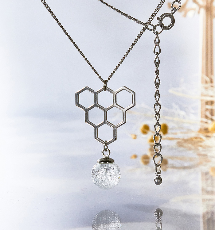 【ガラス玉ペンダント】燐光玉（ハニカム） No.5WI-0031-00