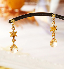 ピアス　No.5199 クリスタルガラス星型 ピアス ゴールデンシャドー No.5XJ-0069-00の