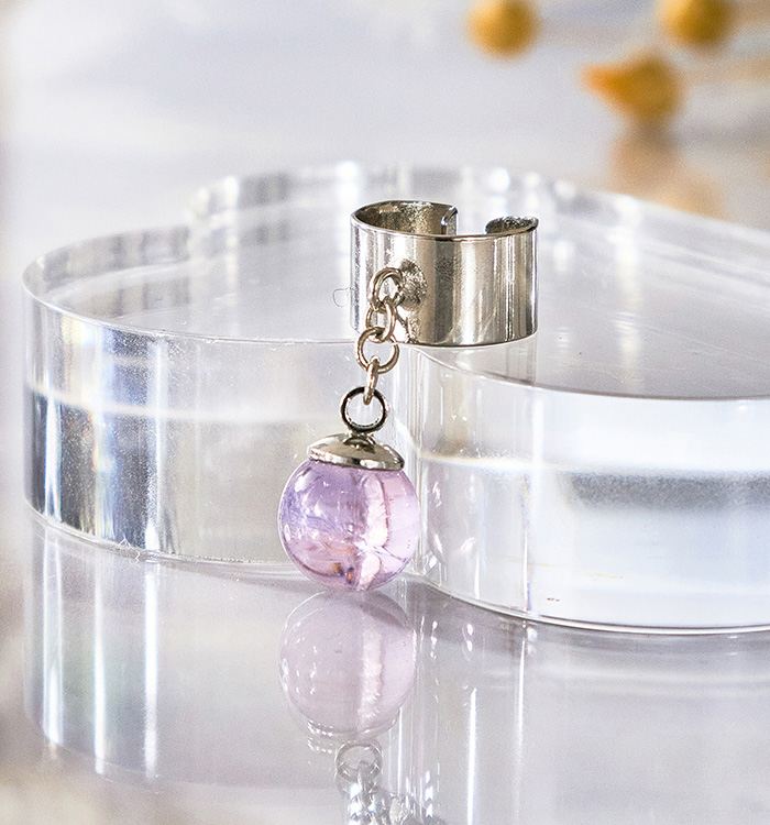 【ガラス玉イヤーカフ】オーロラピンク No.5XT-0052-00