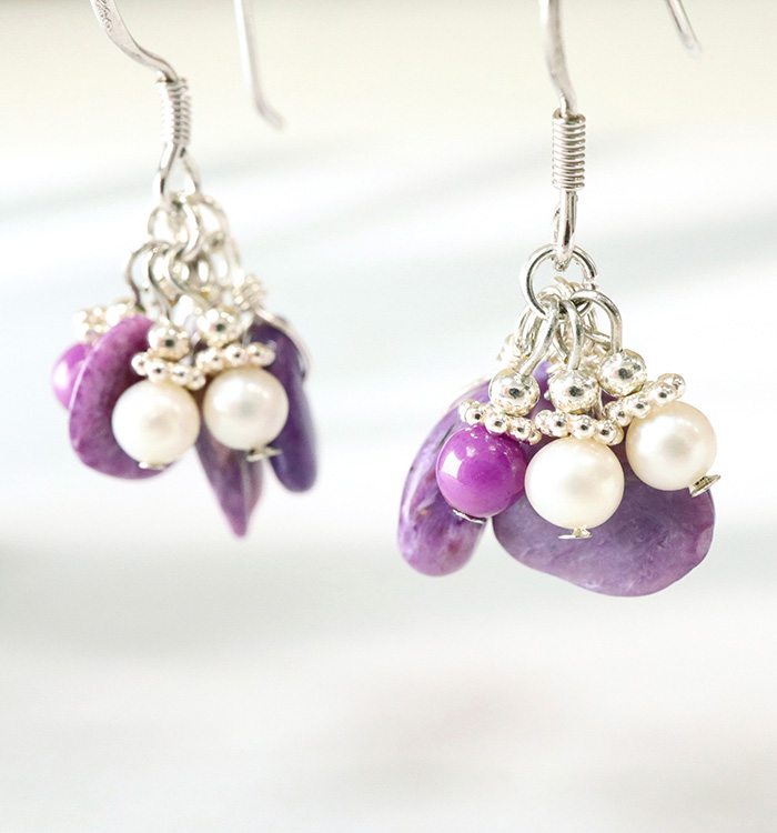 チャロアイトのパープルピアス No.5XE-0030-00の通販｜きもの365