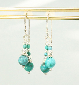 ターコイズのピアス No.5XE-0006-00の通販｜きもの365