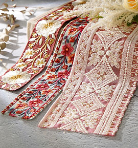 インド刺繍リボン セット 50cmカット×3本 (4) No.5ZK-0199-00の