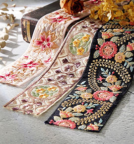 ⑅Hk⑅ インド刺繍リボン 入園入学5点セット インド刺繍リボン アソートminiパック 25cmx5本 – 心が躍る刺繍