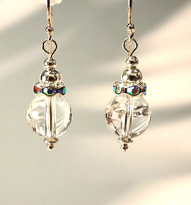 アイリスクォーツの虹色ピアス（レインボー水晶） No.5XE-0041-00の