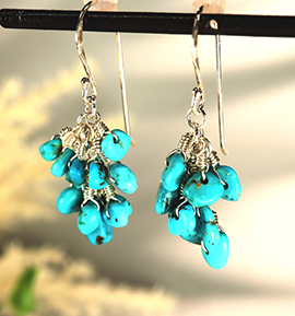 スリーピングビューティー（ターコイズ）のピアス No.5XE-0031-00の