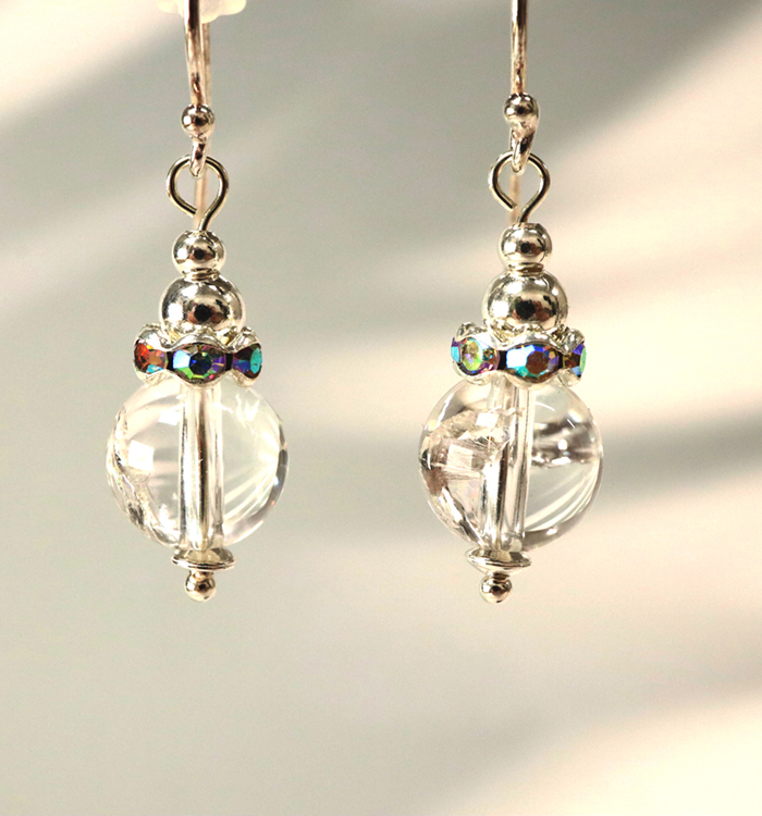 アイリスクォーツの虹色ピアス（レインボー水晶） No.5XE-0041-00の