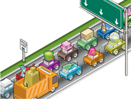 ［道が］込みます