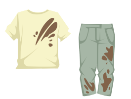 ［服が］汚れます