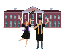 ［を］卒業します