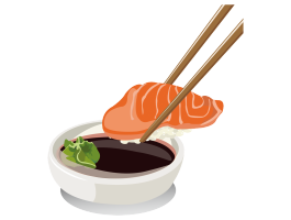 ［醤油を］つけます