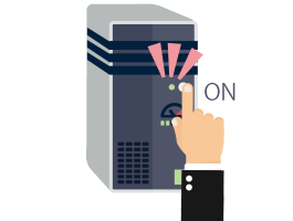 ［電源を］入れます