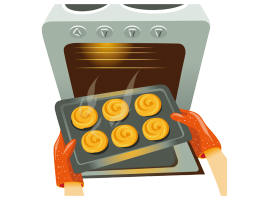 ［パンが］焼けます