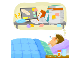 ［会社を］休みます