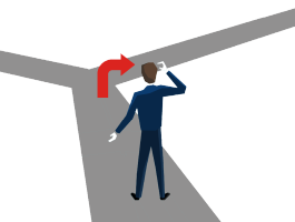 ［右へ］曲がります