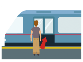 ［電車に］乗ります