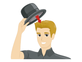 ［帽子を］かぶります