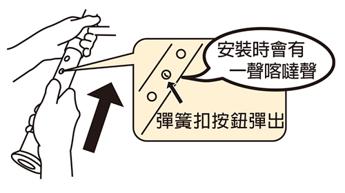L'elan洗澡椅腳架彈簧扣安裝確認，卡榫彈出有喀噠聲