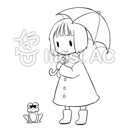 雨の日-塗り絵Verイラスト ...