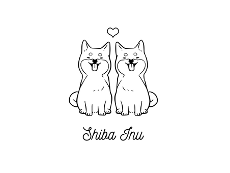 Cute Shiba Inu Illustration-Line Art, cute, illustration, animal, JPG and AI