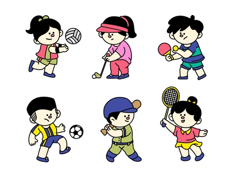 figuras do esporte, bonitinho, ilustração, esporte, JPG and AI