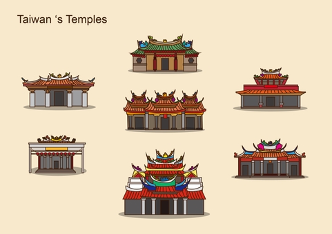 免費矢量 | 台灣廟宇
