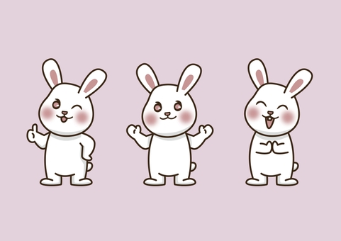 可愛兔子三種動作 , JPEG 和 AI 可愛兔子三種動作 , 可愛, 白色, 兔子, JPEG 和 AI