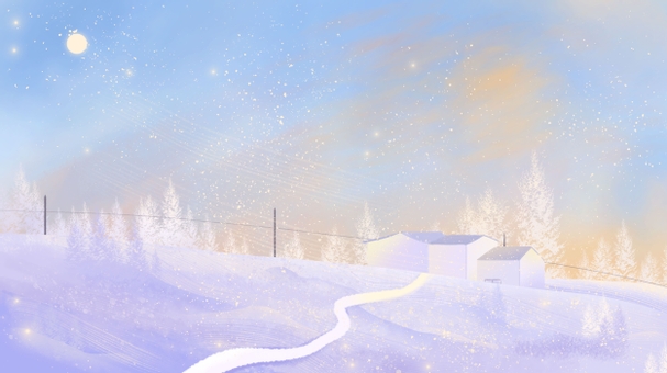 Winter outdoor snow scene illustration 08, light, sky, landscape, JPG