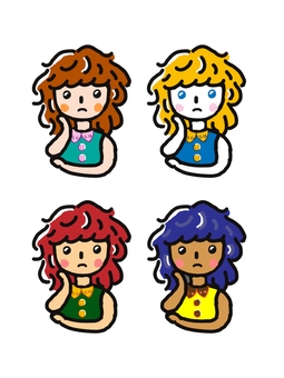 烦恼的女孩图案套组, JPEG, PNG 和 AI 烦恼的女孩图案套组, 女子, 人物, 上身, JPEG, PNG 和 AI