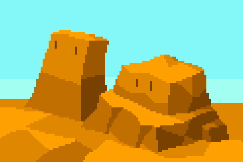 一枚のドット絵を描いてみました。この絵にメッシュをかけてみます。