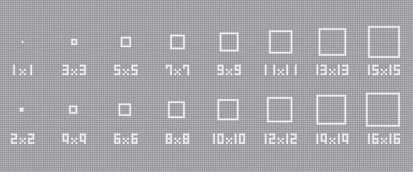 四角形の描きかた【1×1~16×16】