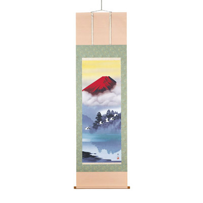 鈴村秀山 掛軸　「赤富士飛翔」