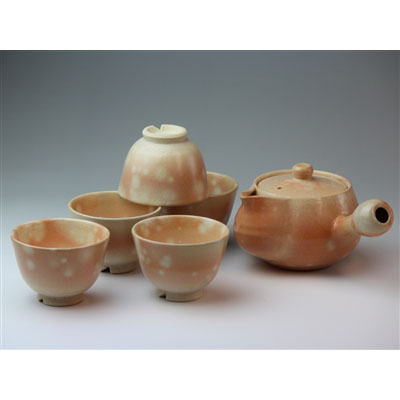御本手ゆり茶器揃（茶こし付）