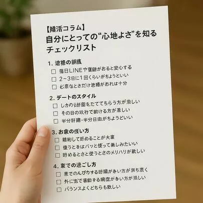 す～さんの結婚相談室「自分にとって、相性を知る為の心地よさを知るチェックリスト」-2