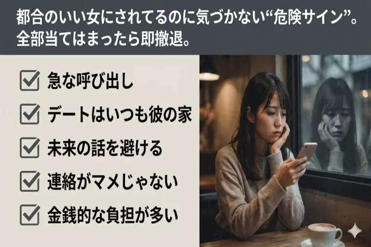 都合のいい女にされてるのに気づかない“危険サイン”