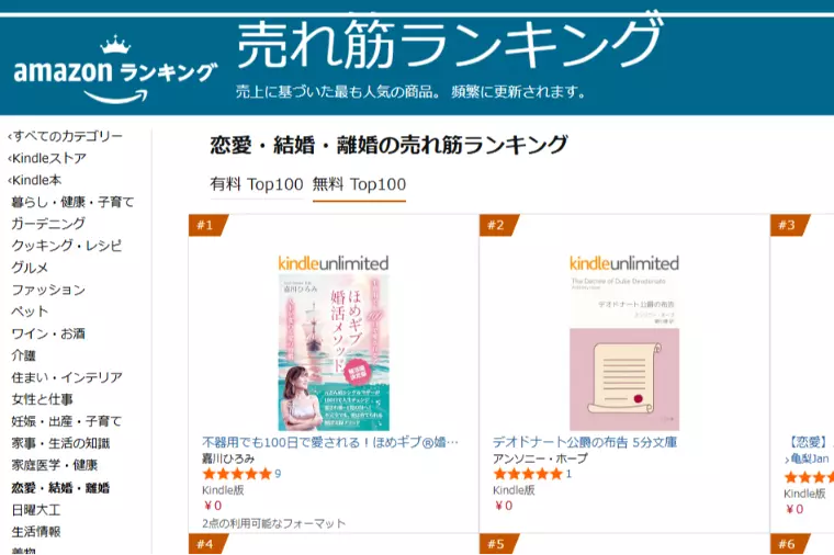 Amazon恋愛・結婚の売れ筋ランキング全国１位です！