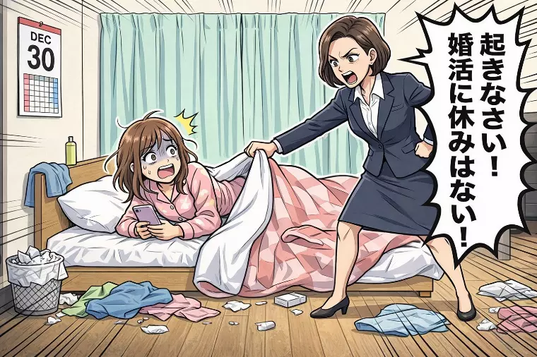 【緊急】まだ布団の中？「ダラけ癖」が婚期を逃す原因よ！