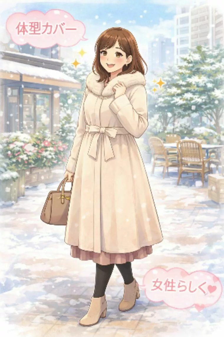 体系カバーできて女性らしいデート服