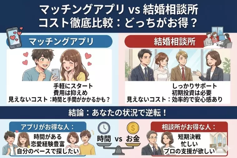 マッチングアプリと結婚相談所のコスト比較