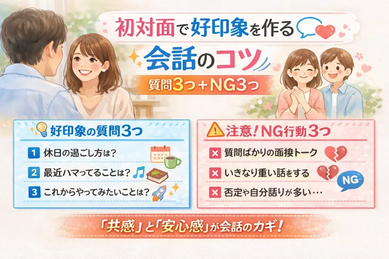 【初対面】好印象を作る会話テンプレ｜質問3つ＋NG3つ