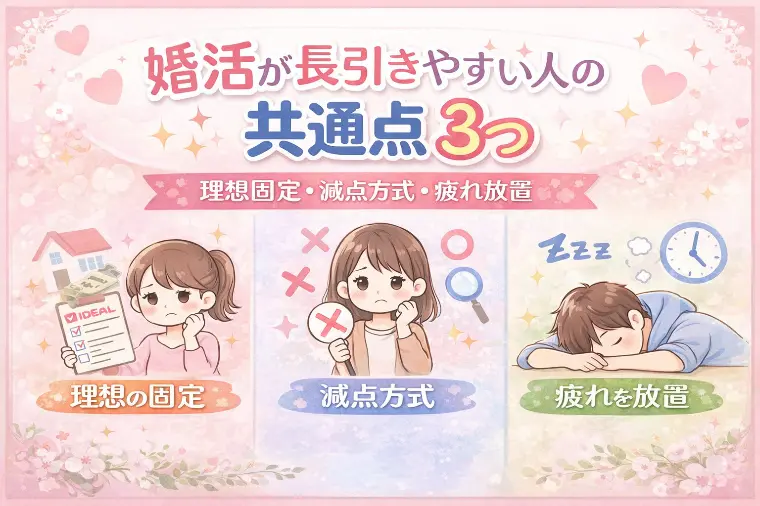 婚活が長引く人の共通点3つ💭（理想固定・減点方式・疲れ