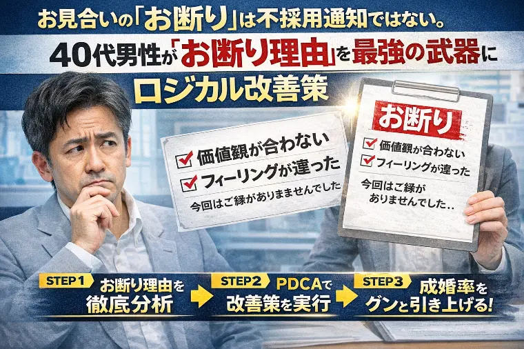 40代のお見合いお断りを止める！ロジカルな改善策と分析術