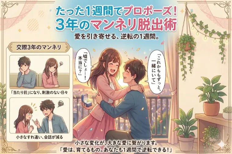 交際3年でマンネリ化から1週間でプロポーズ