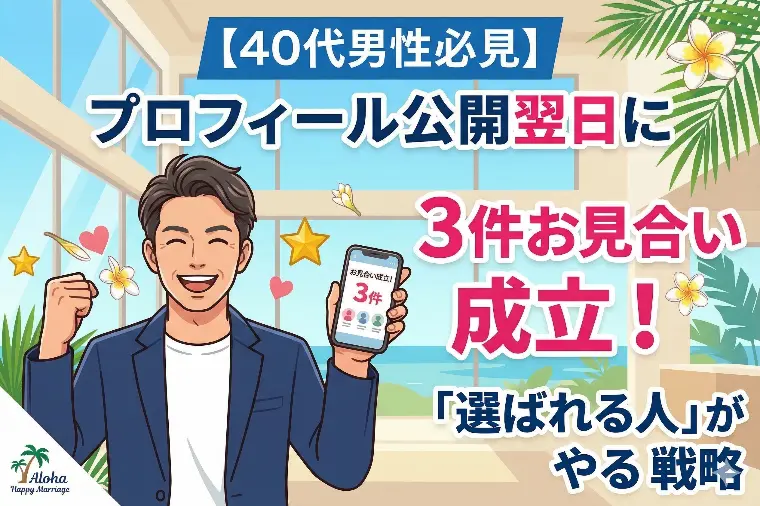 【40代男性】プロフィール公開翌日にお見合い3件成立！