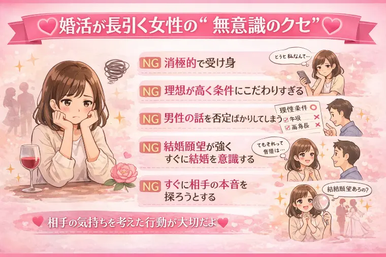 💕婚活が長引く女性の“無意識のクセ”💕