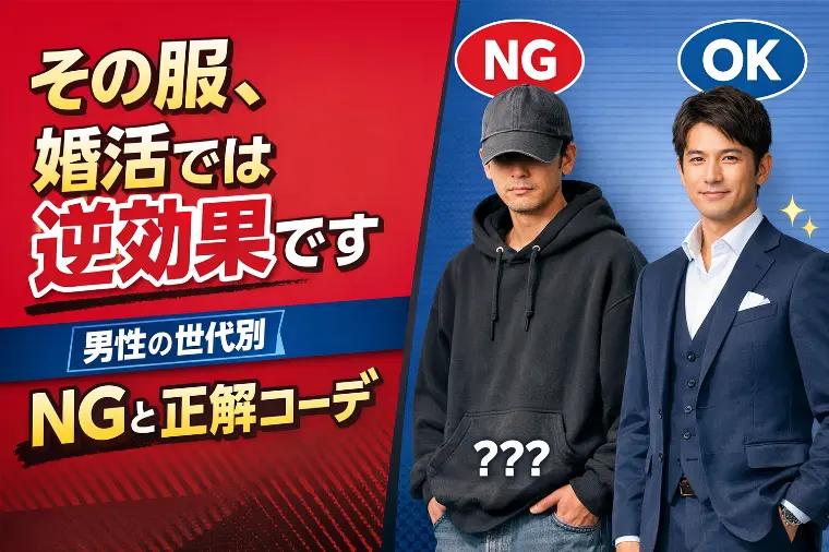 その服、婚活では逆効果です｜男性の世代別NGと正解コーデ